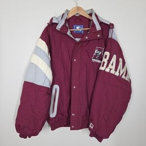 Vtg 90s Starter Alabama Crimson Tide Elephant Puffer Full Zip Jacket L Spellout
